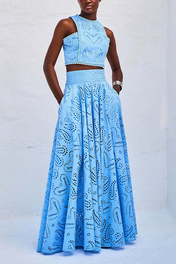 Eliana Two-Piece Set – Summer Look with Maxi Skirt & Embroidery