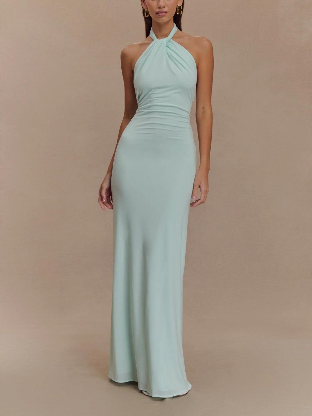 Selene Satin Halter Dress