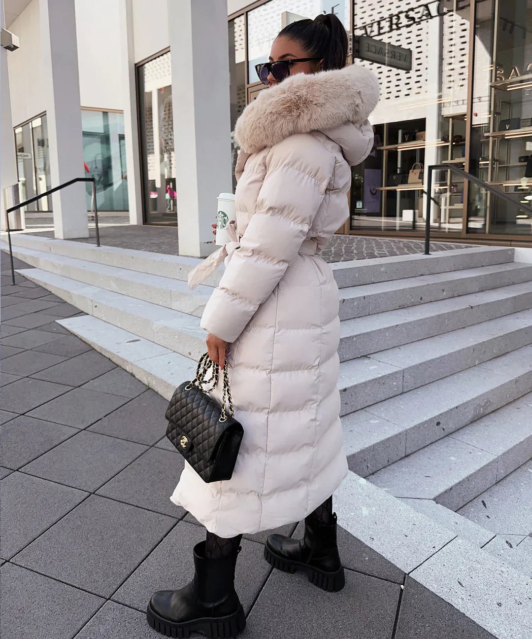 Calivane | Frosted Belted Winter Coat
