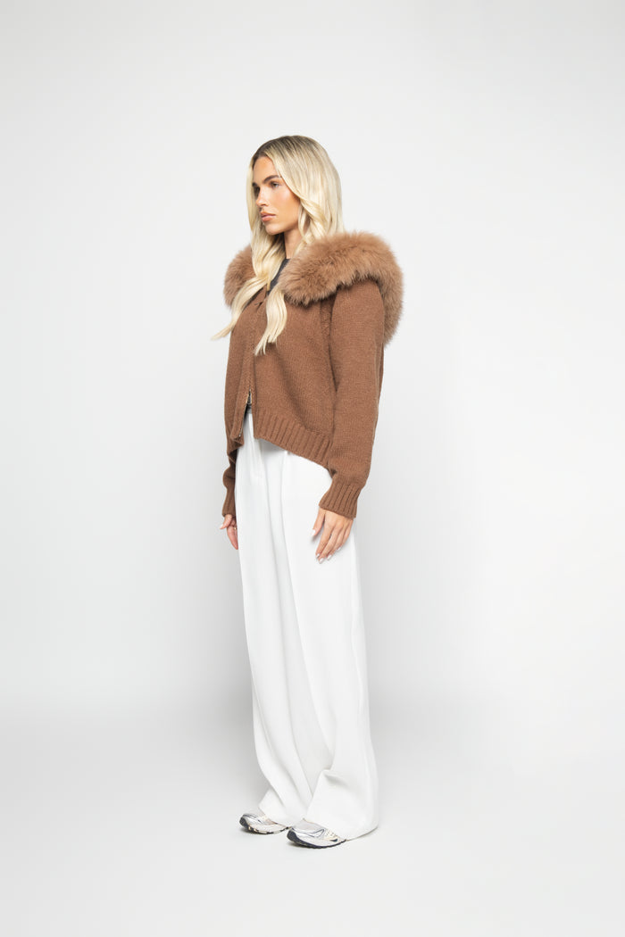 Orivienne | Chic Faux Fur Knit Cardigan