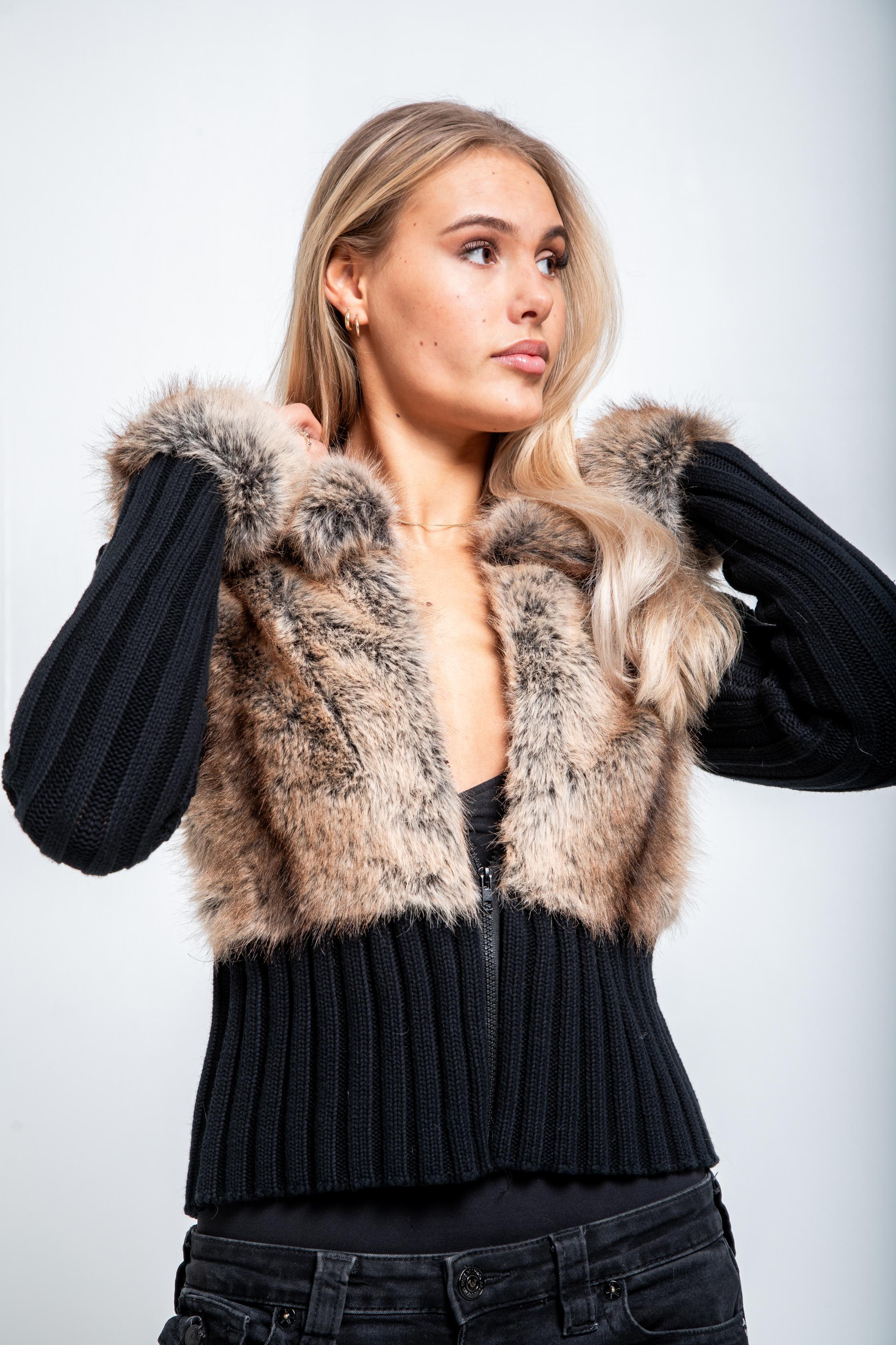 Valénne | Luxe Faux Fur Knit Cardigan