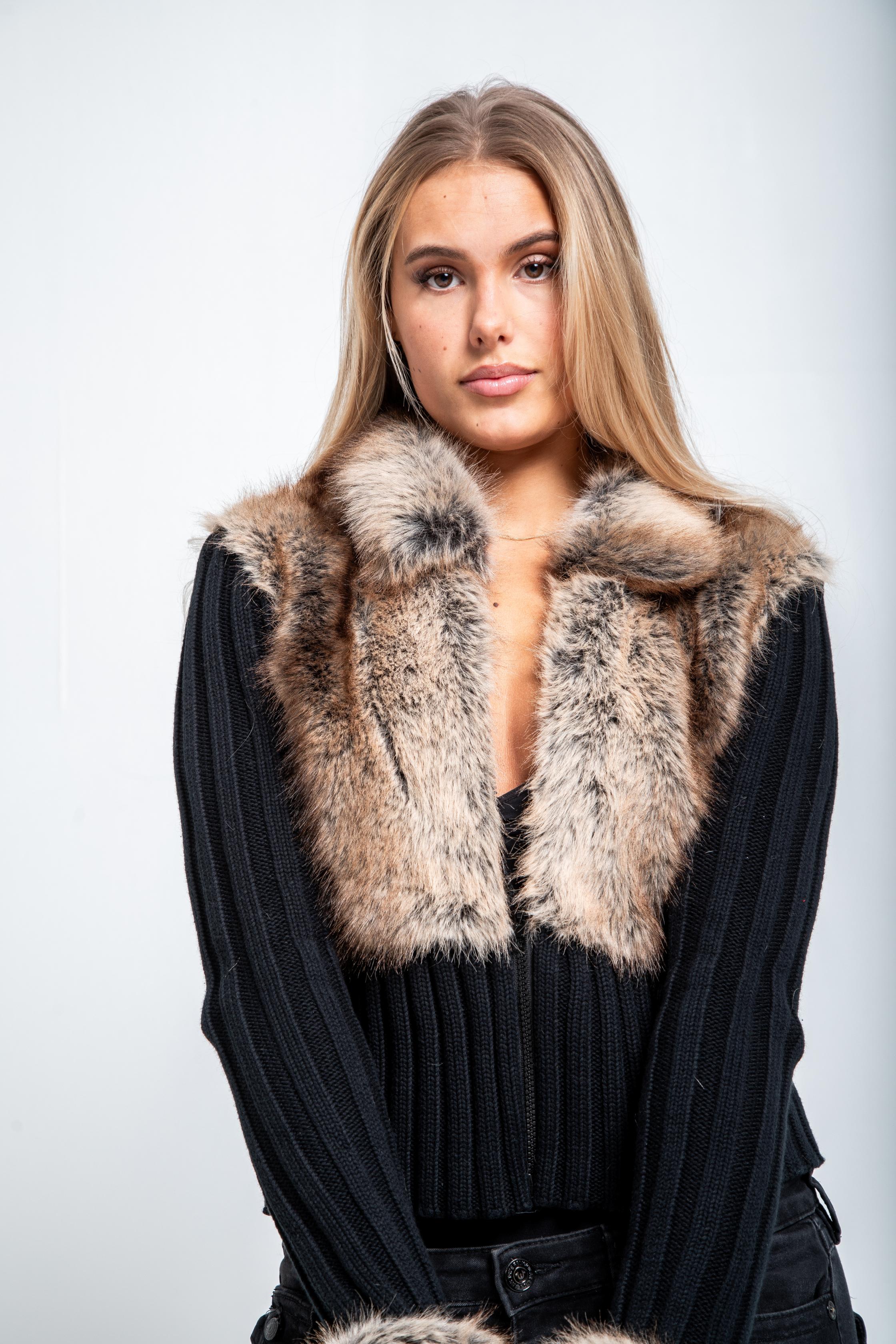 Valénne | Luxe Faux Fur Knit Cardigan