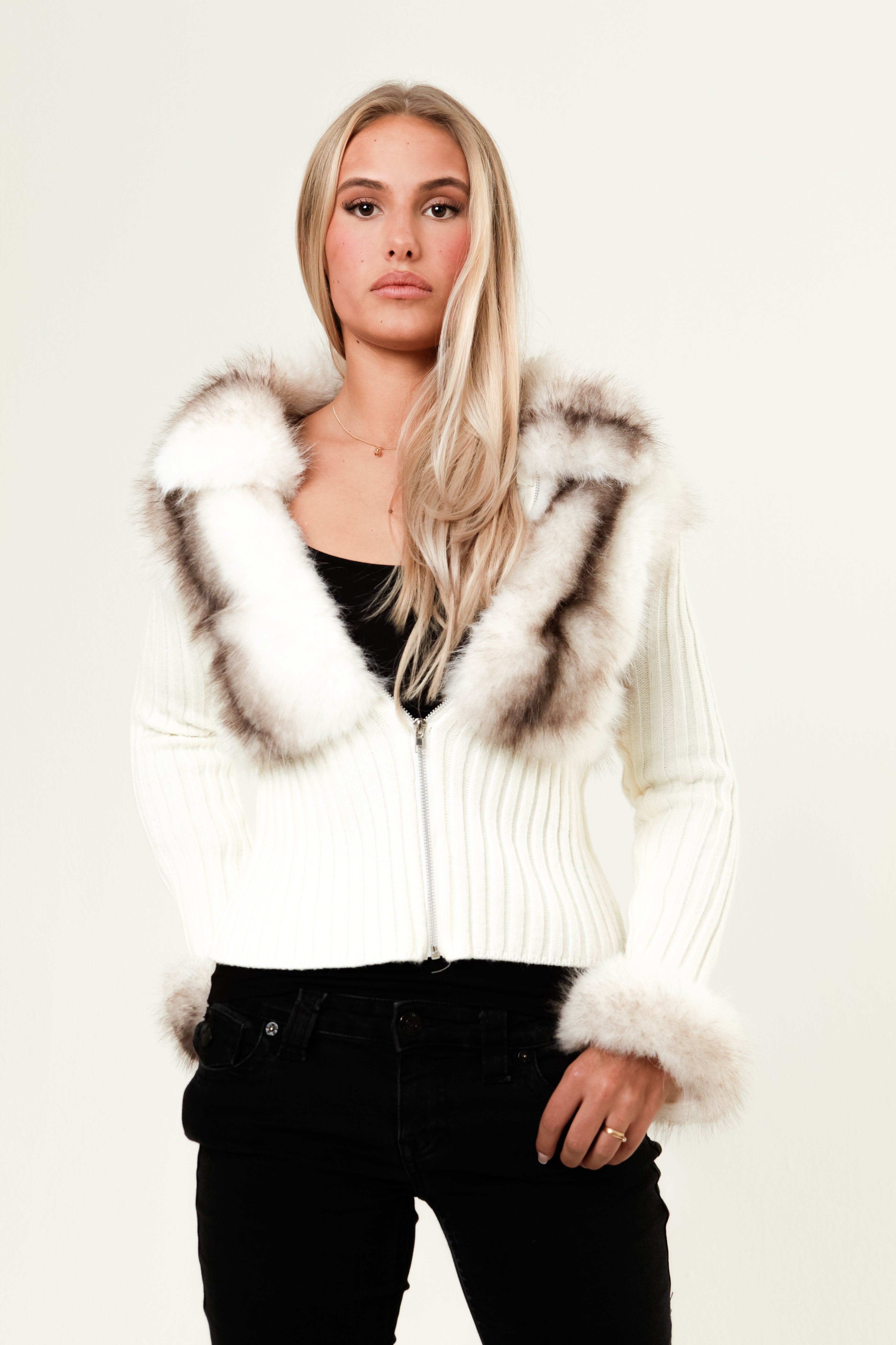 Valénne | Luxe Faux Fur Knit Cardigan