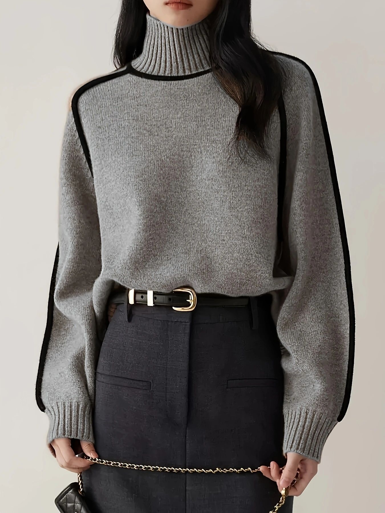Virella | Contour Trim Turtleneck Jumper