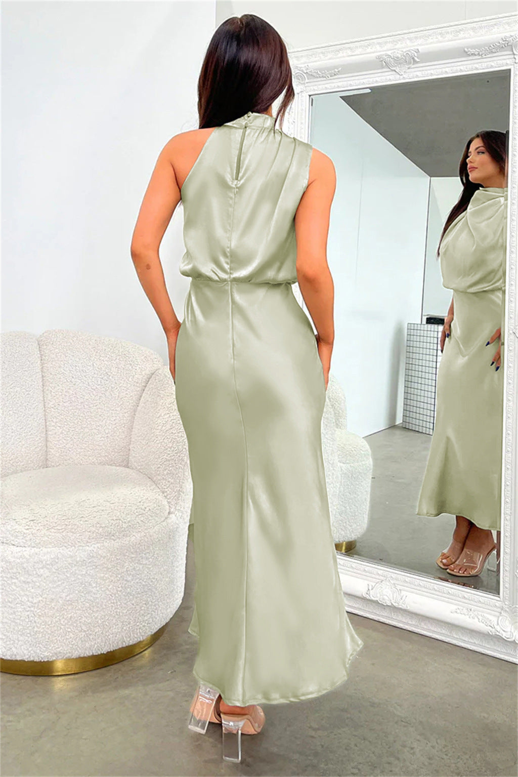 Lunara – Satin Maxi Dress with Cowl Neckline