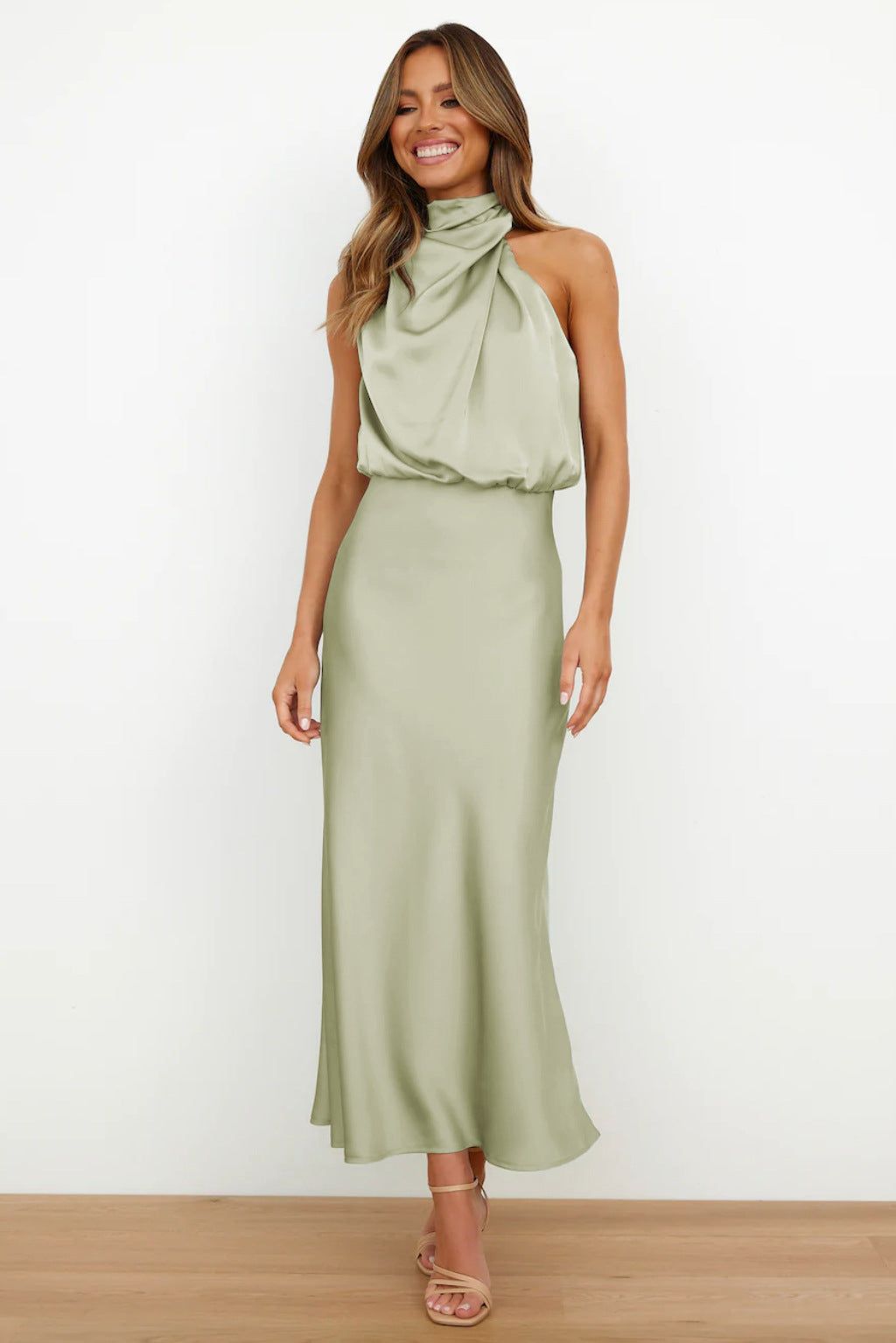Lunara – Satin Maxi Dress with Cowl Neckline