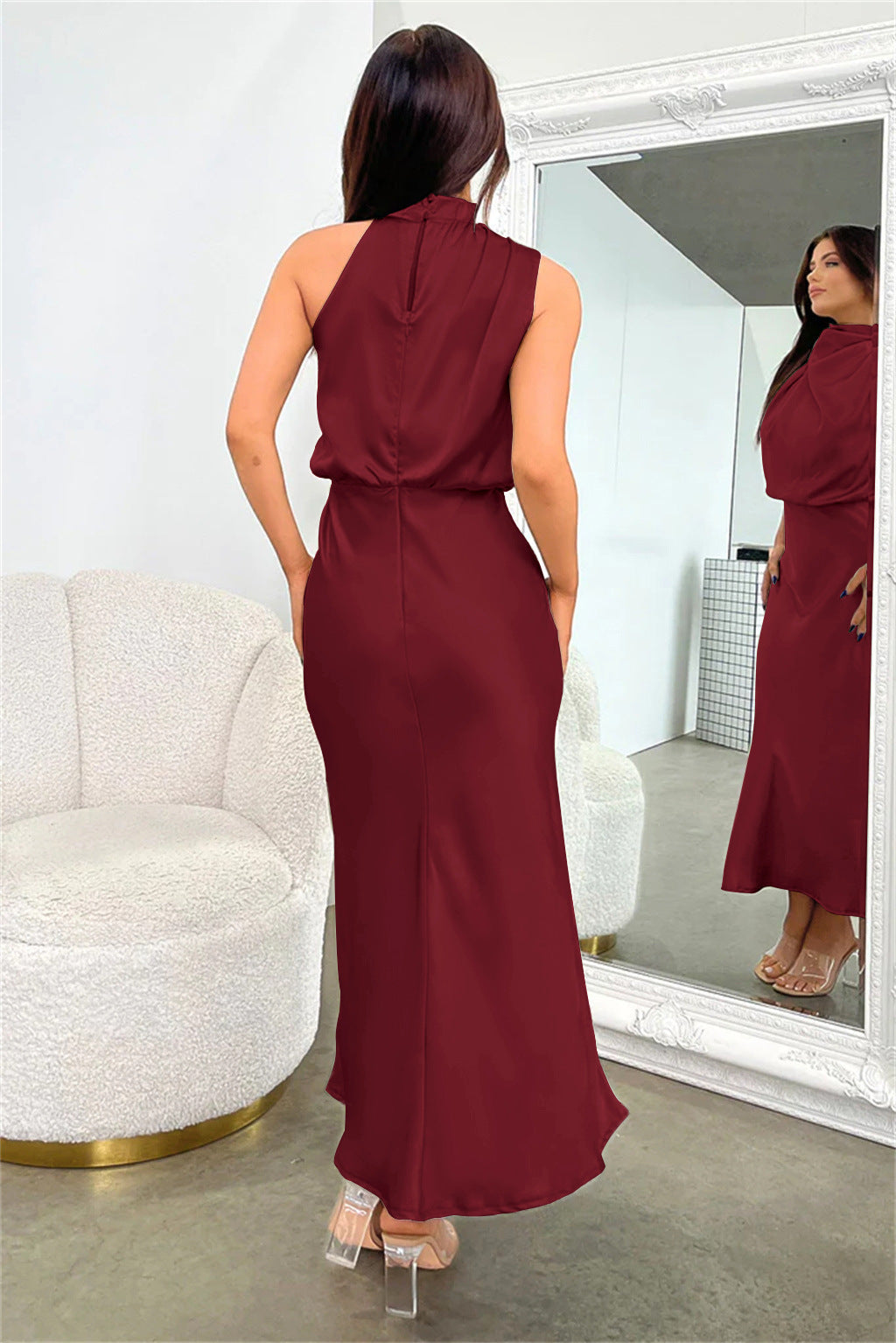 Lunara – Satin Maxi Dress with Cowl Neckline