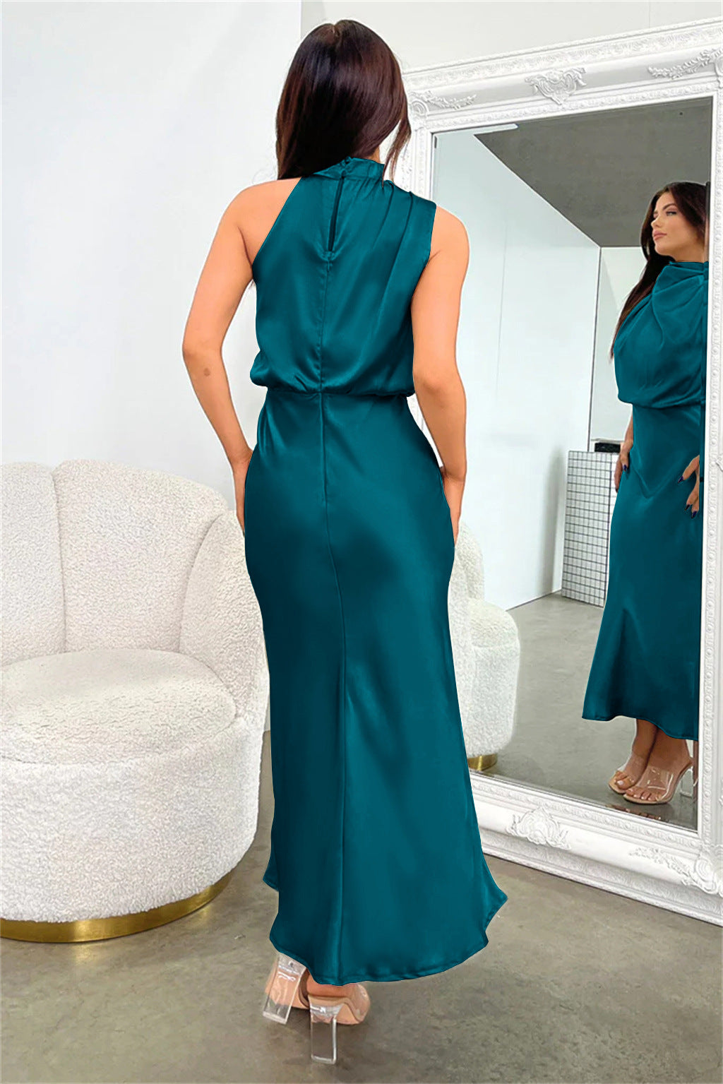 Lunara – Satin Maxi Dress with Cowl Neckline