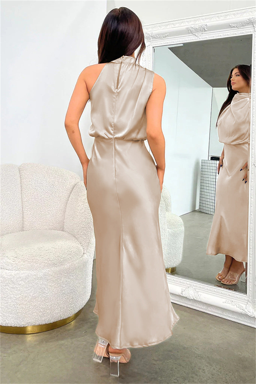 Lunara – Satin Maxi Dress with Cowl Neckline