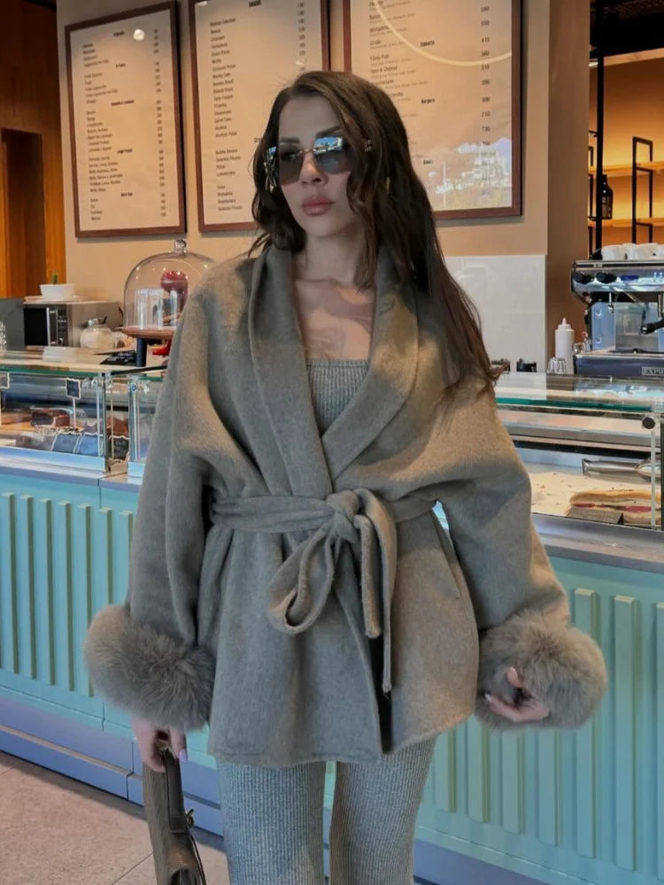 Marvessa | Luxe Faux Fur Woolen Jacket