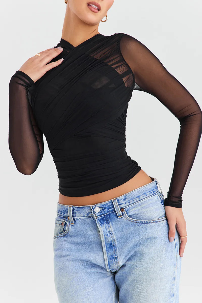 Althira | Sheer Mesh Long Sleeve Elegance Top