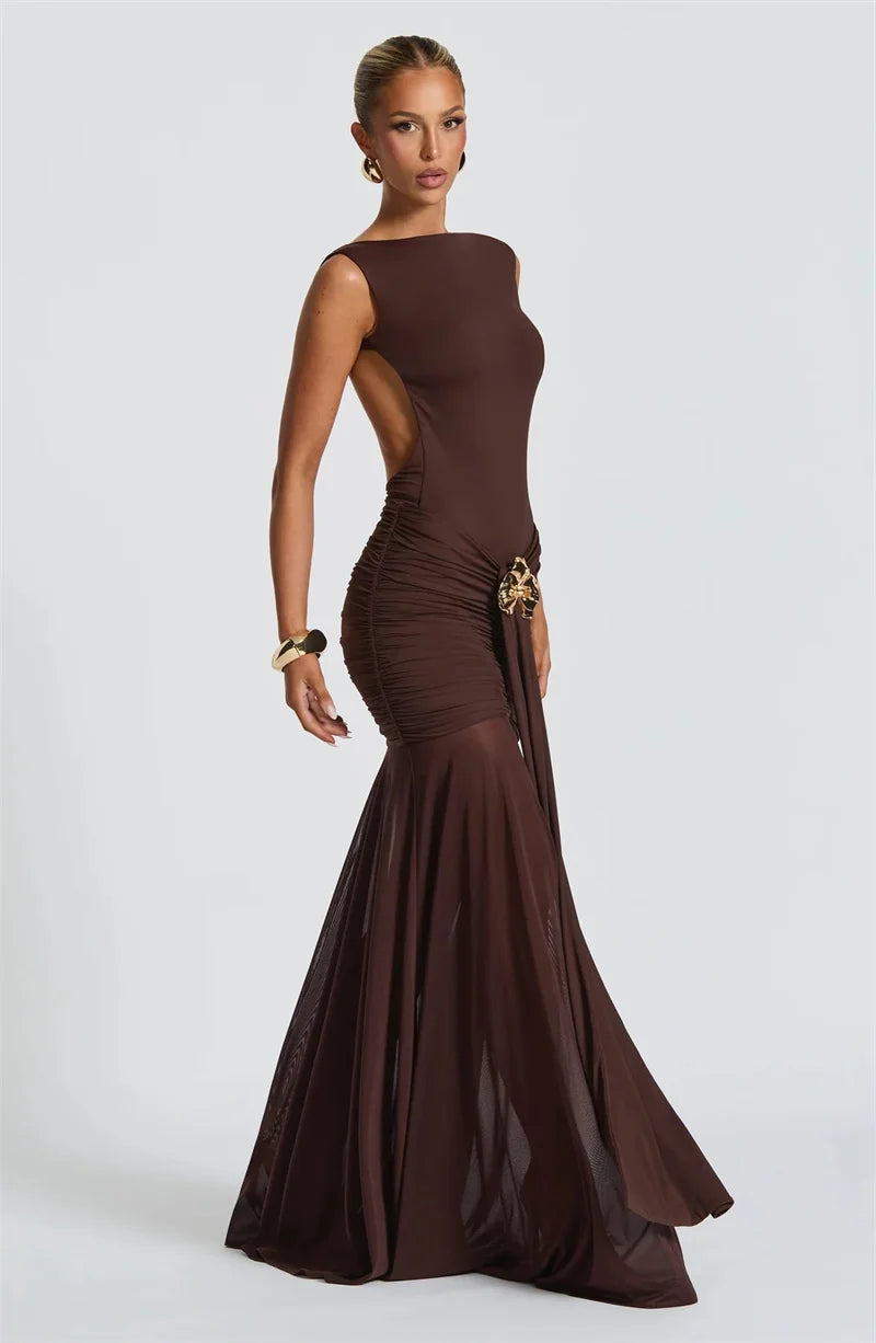 Ambrisse | Regal Ruched Maxi Gown