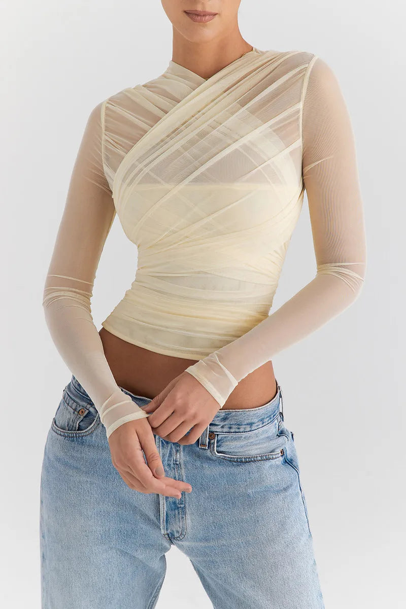 Althira | Sheer Mesh Long Sleeve Elegance Top