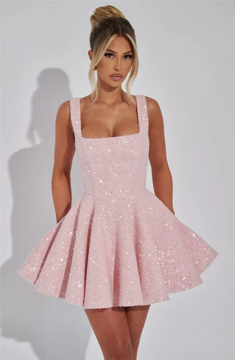 Novaria | Sequin Bow A-Line Mini Dress