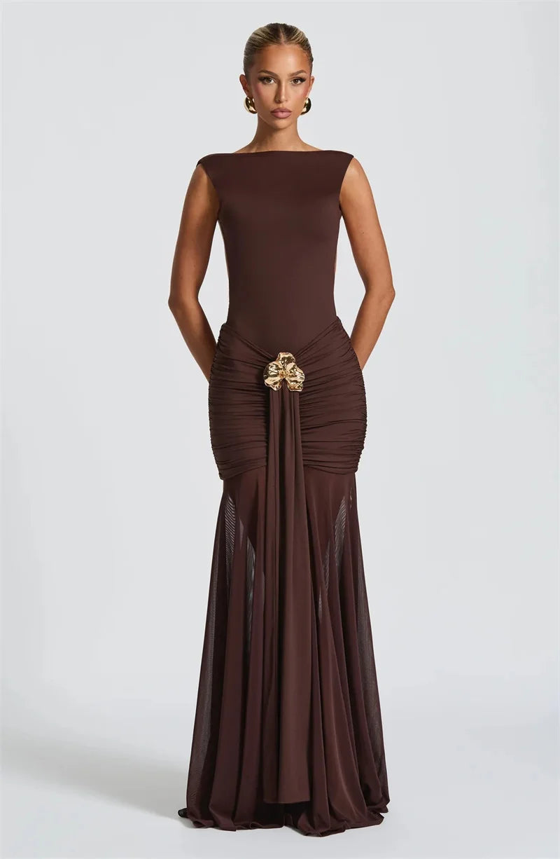 Ambrisse | Regal Ruched Maxi Gown