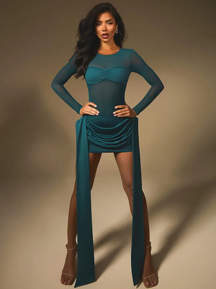 Seliora | Sheer Elegance Mini Dress