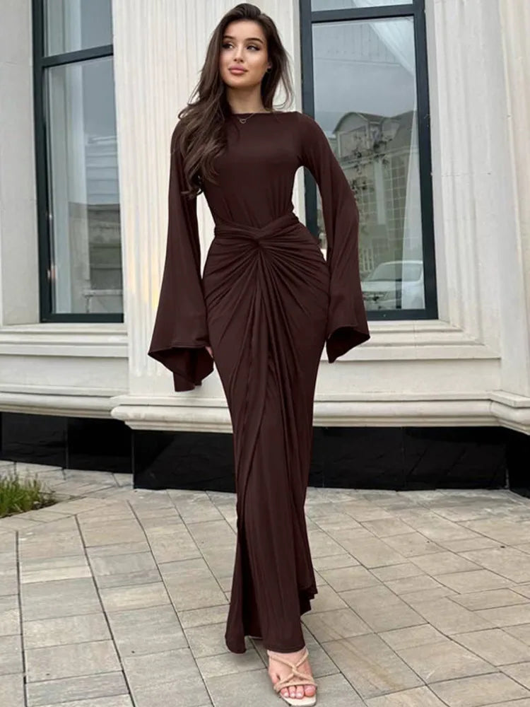 Fiorina | Draped Elegance Maxi Dress
