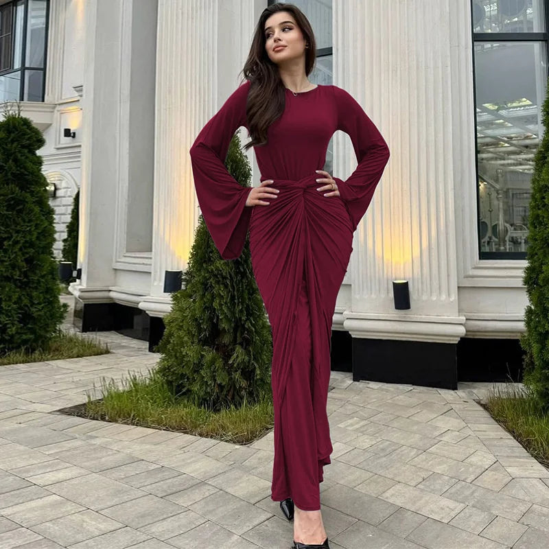 Fiorina | Draped Elegance Maxi Dress