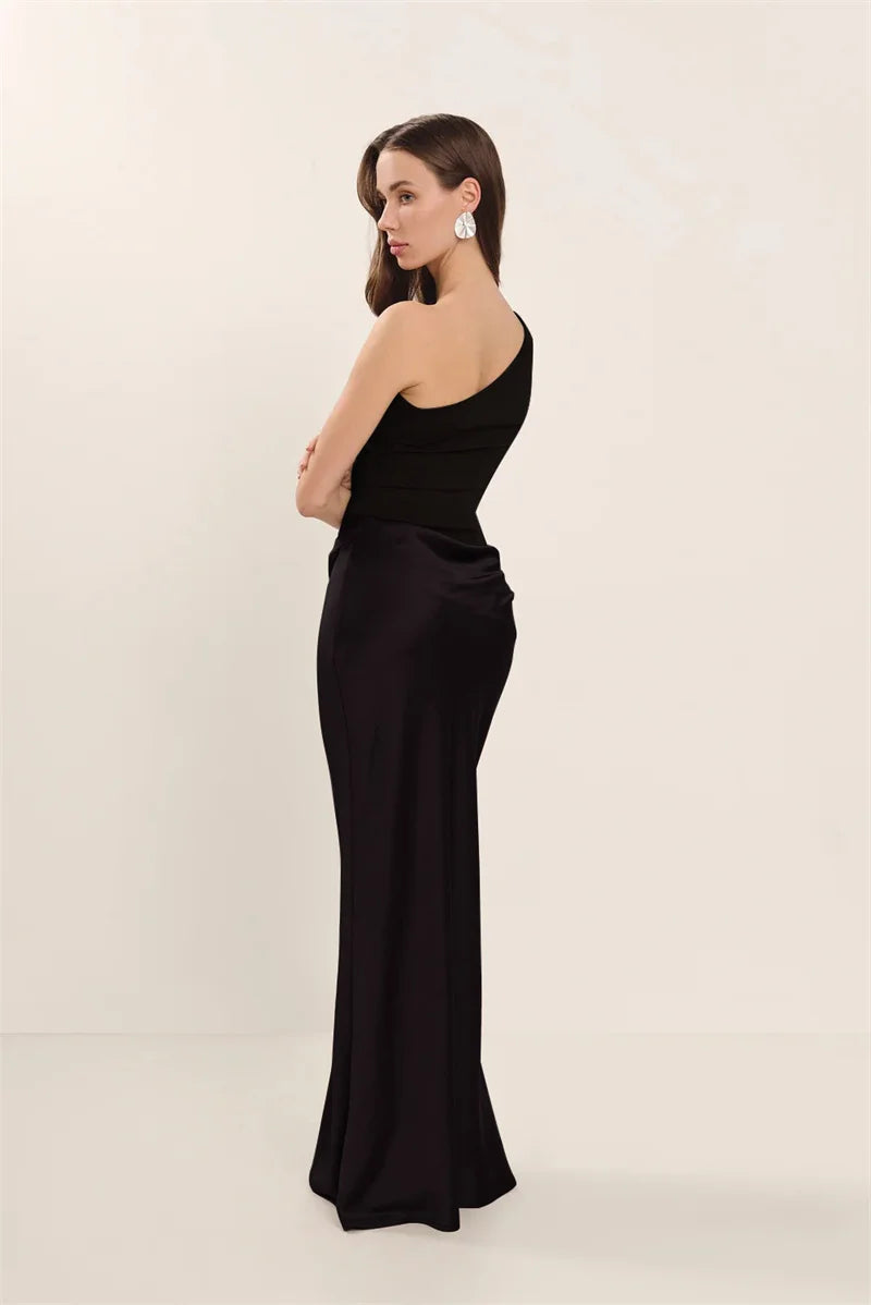Coraline | Satin One-Shoulder Maxi Dress