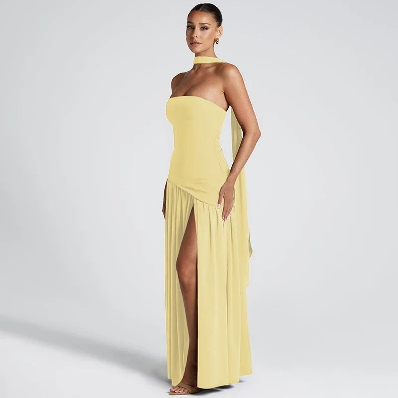 Cassienne | High-Slit Elegance Maxi Dress