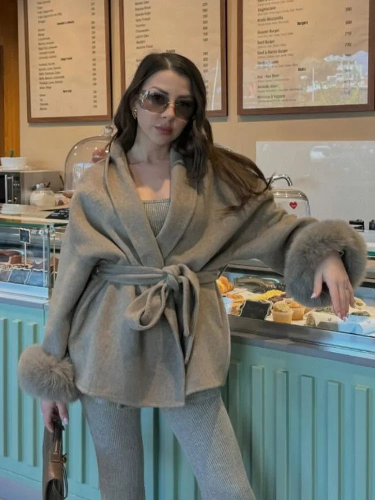 Marvessa | Luxe Faux Fur Woolen Jacket