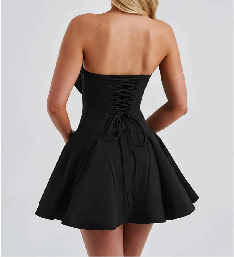 Amoria | Bow Detail Strapless Mini Dress