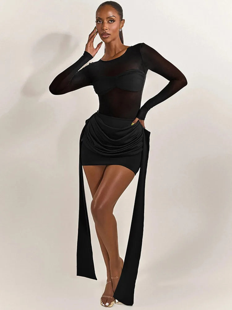 Seliora | Sheer Elegance Mini Dress