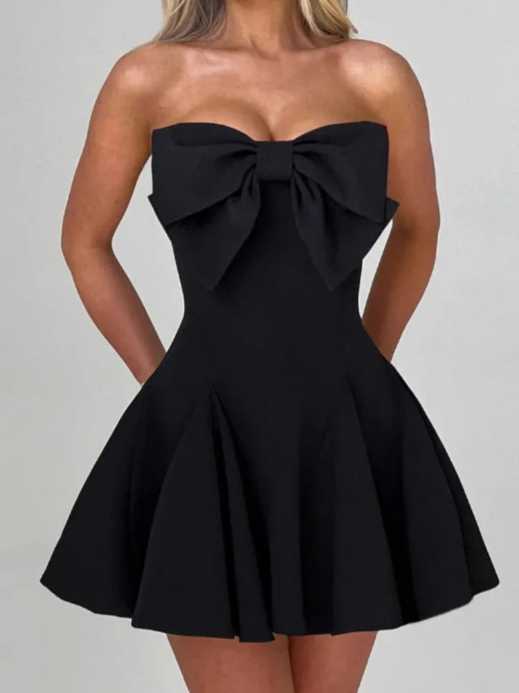 Amoria | Bow Detail Strapless Mini Dress