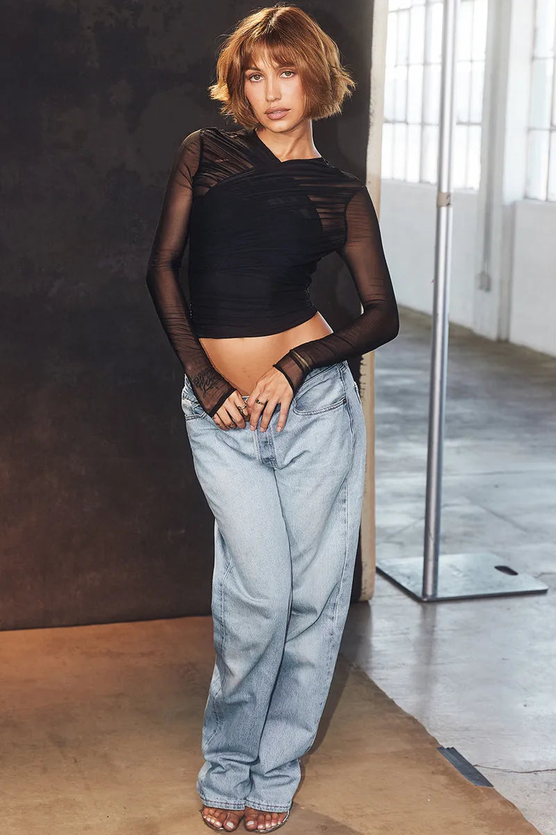 Althira | Sheer Mesh Long Sleeve Elegance Top