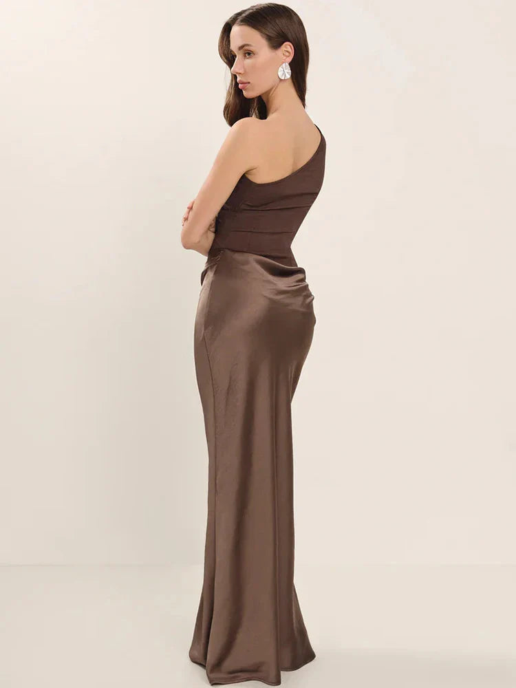 Coraline | Satin One-Shoulder Maxi Dress
