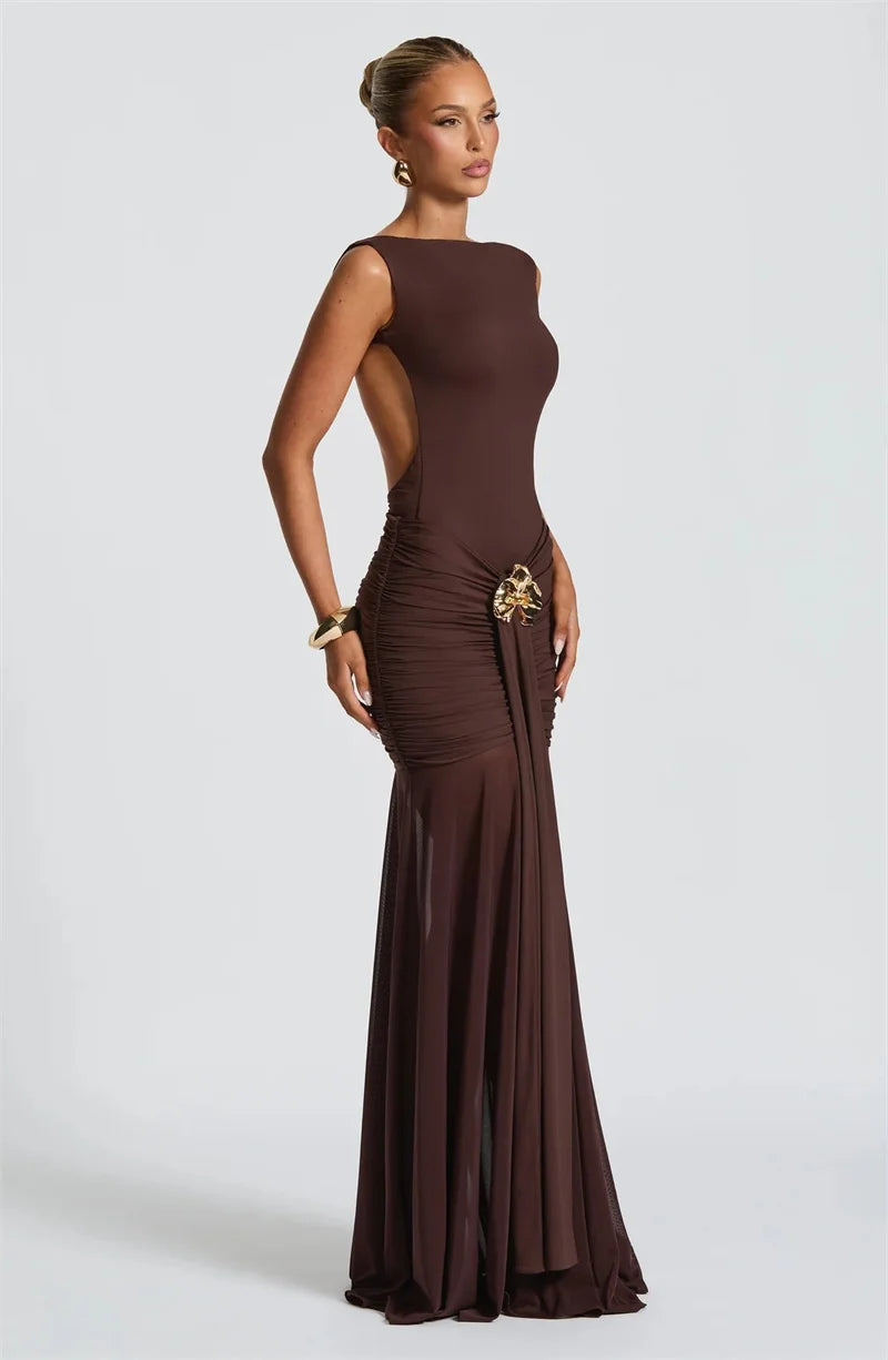 Ambrisse | Regal Ruched Maxi Gown