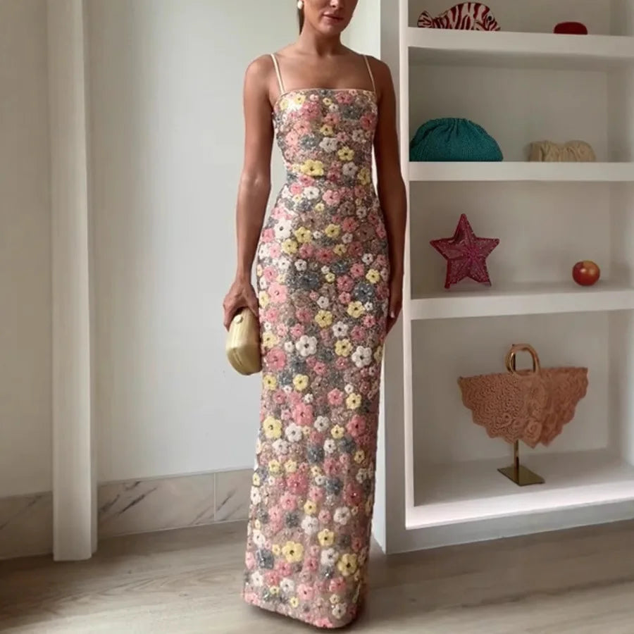 Blossom Sequin Slip Maxi Dress