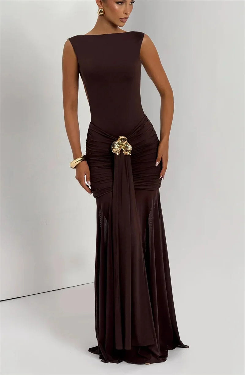 Ambrisse | Regal Ruched Maxi Gown