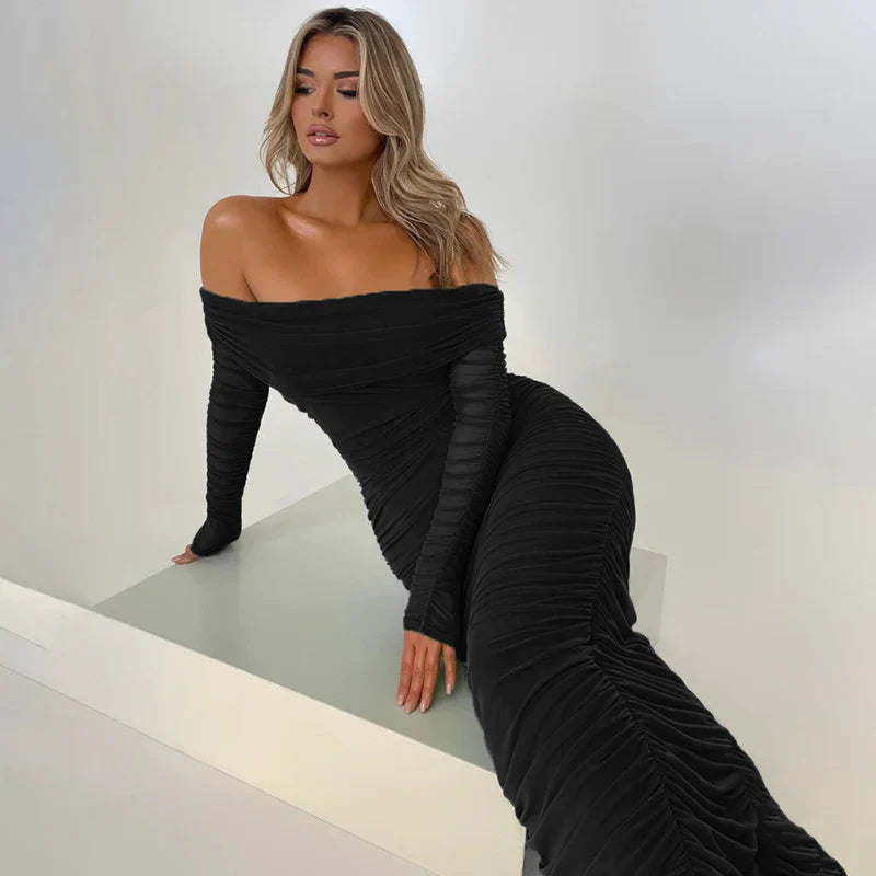 Elowira | Ruched Off-Shoulder Maxi Dress