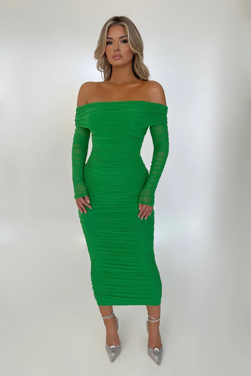 Elowira | Ruched Off-Shoulder Maxi Dress