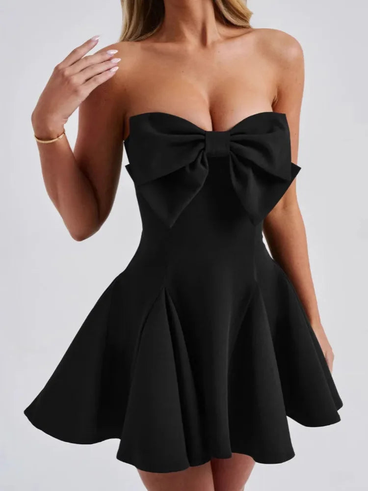 Amoria | Bow Detail Strapless Mini Dress