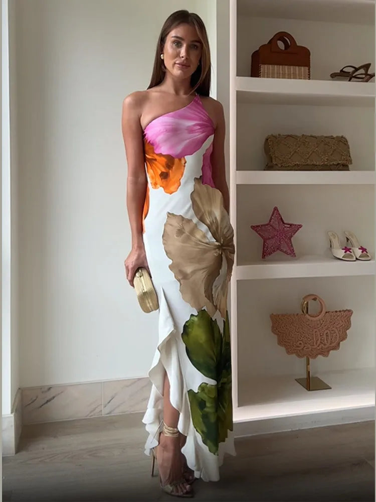 Aurora Petal One-Shoulder Maxi Dress