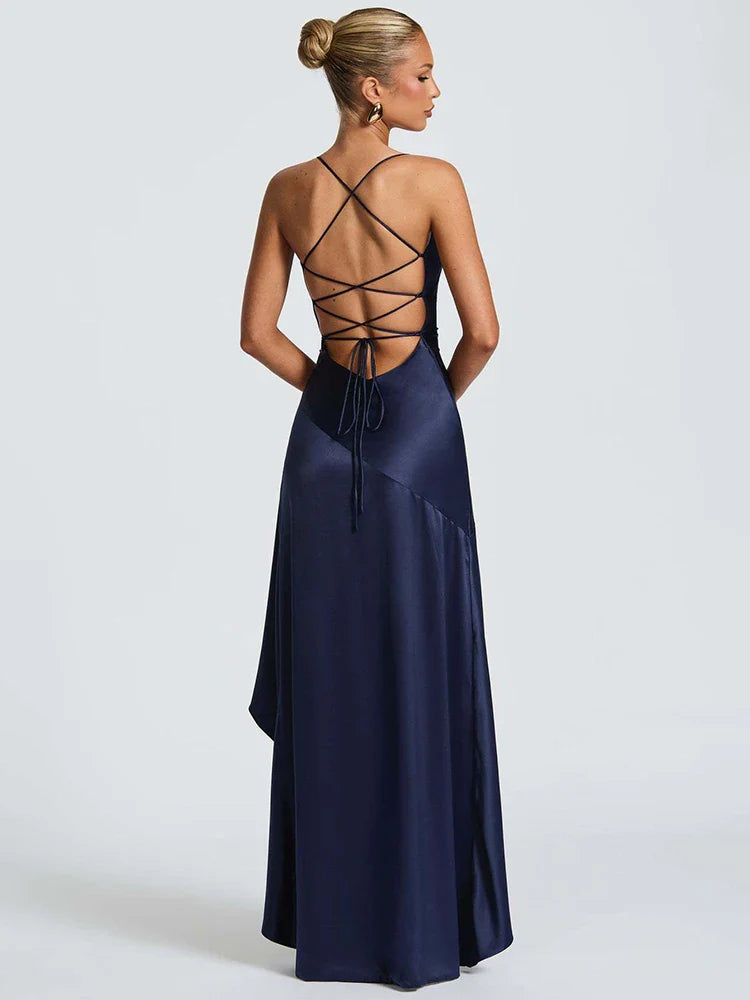 Selestia | Midnight Satin Maxi Dress