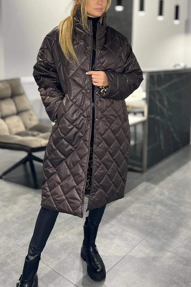 Loréna | Quilted Leopard-Lined Coat