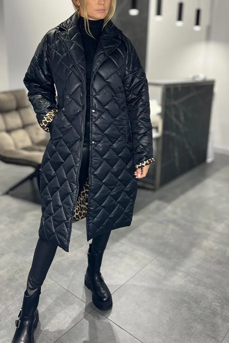 Loréna | Quilted Leopard-Lined Coat