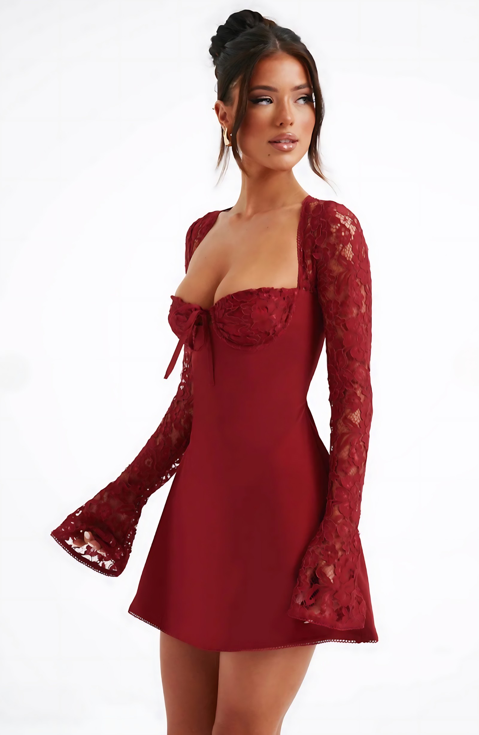 Estavelle | Lace Long-Sleeve Mini Dress