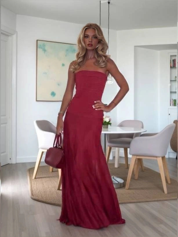 Ruby Glow Strapless Dress