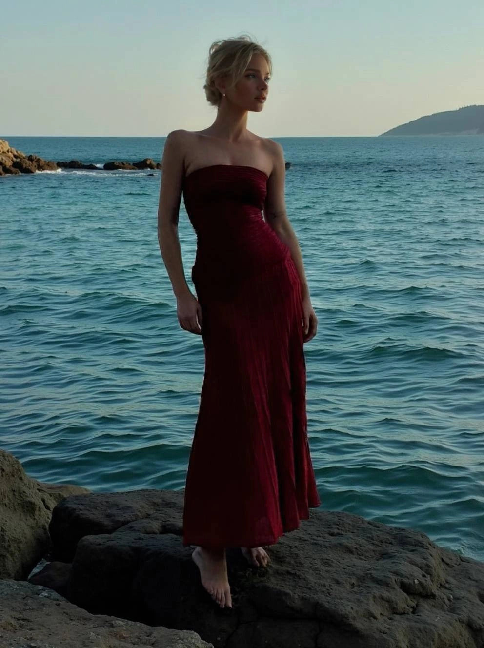 Ruby Glow Strapless Dress