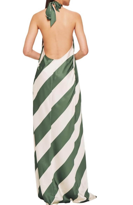 Verde Stripe Halter Maxi Dress