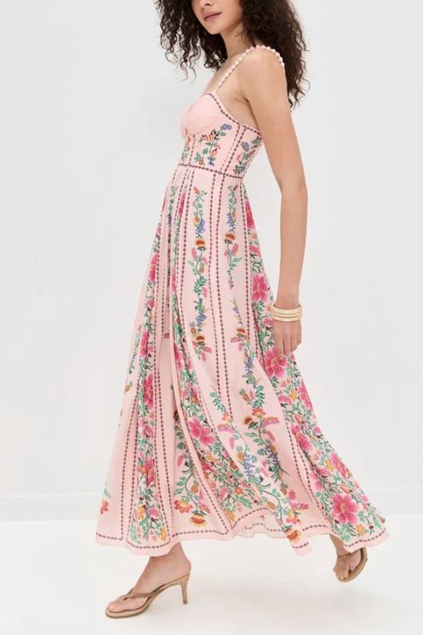 Flora Éclat – Maxi Dress with Sweetheart Neckline