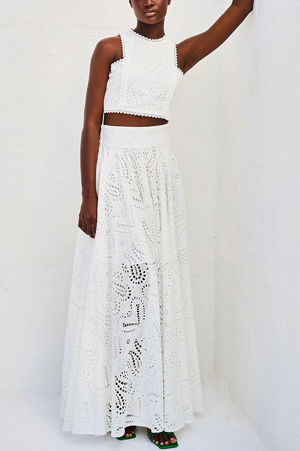 Eliana Two-Piece Set – Summer Look with Maxi Skirt & Embroidery