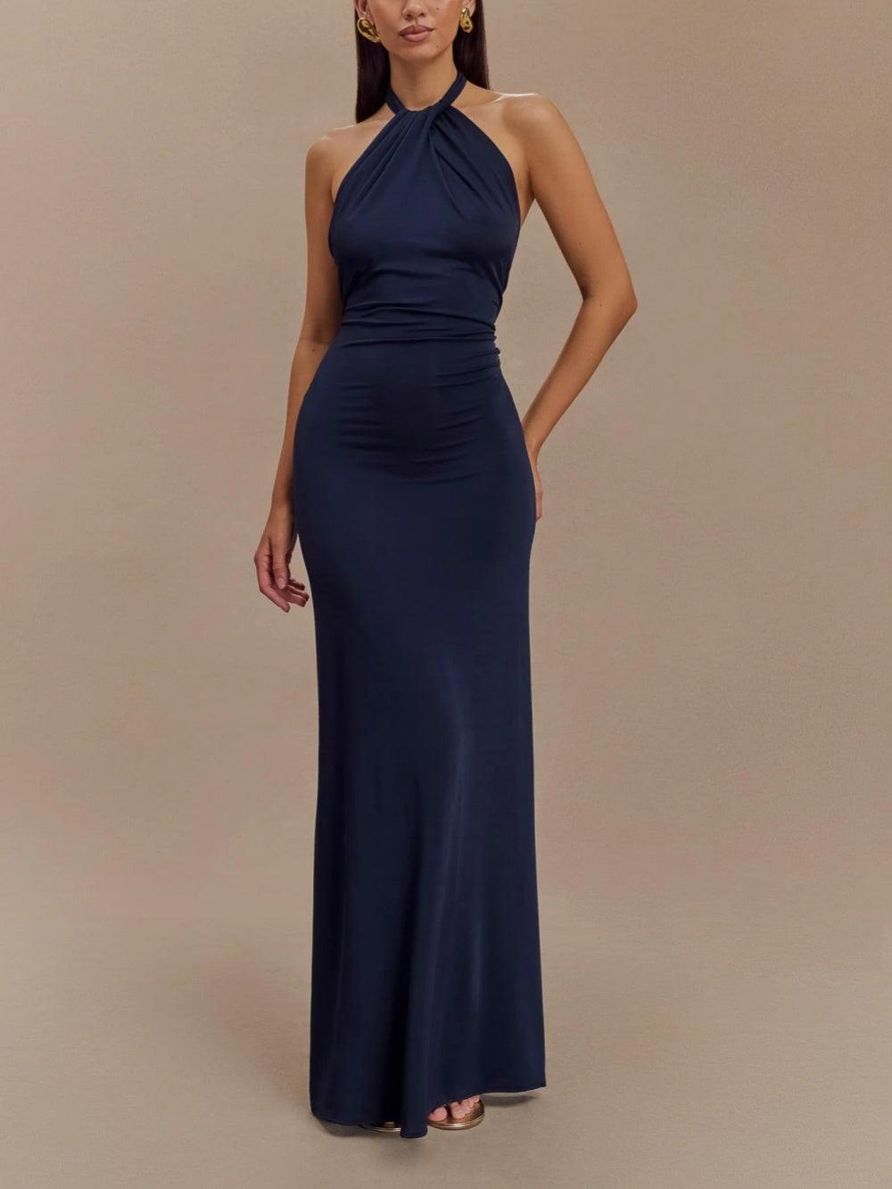 Selene Satin Halter Dress