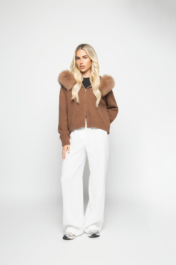 Orivienne | Chic Faux Fur Knit Cardigan
