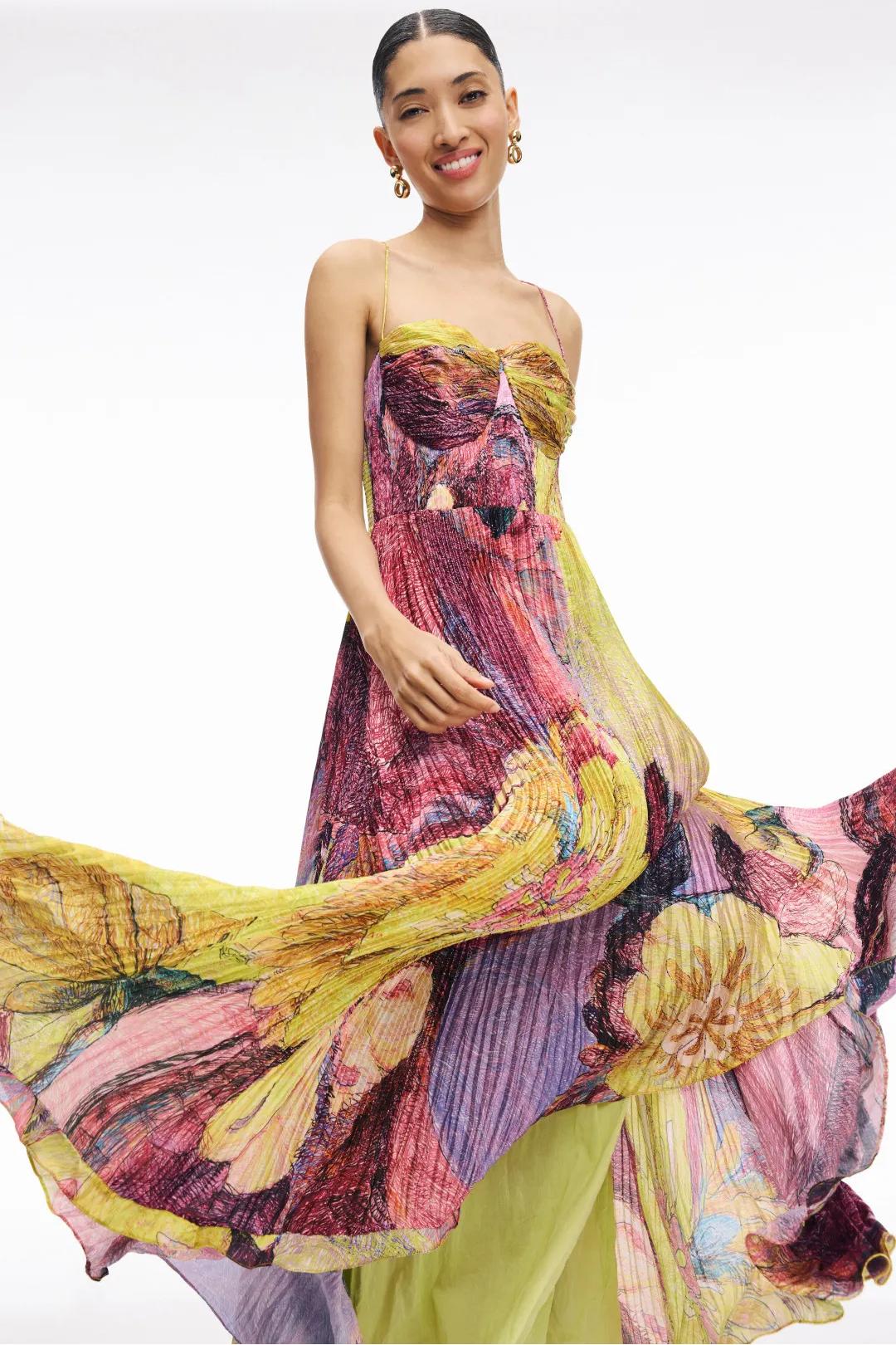 Aurora Bloom – Multicolour Ikat Maxi Dress