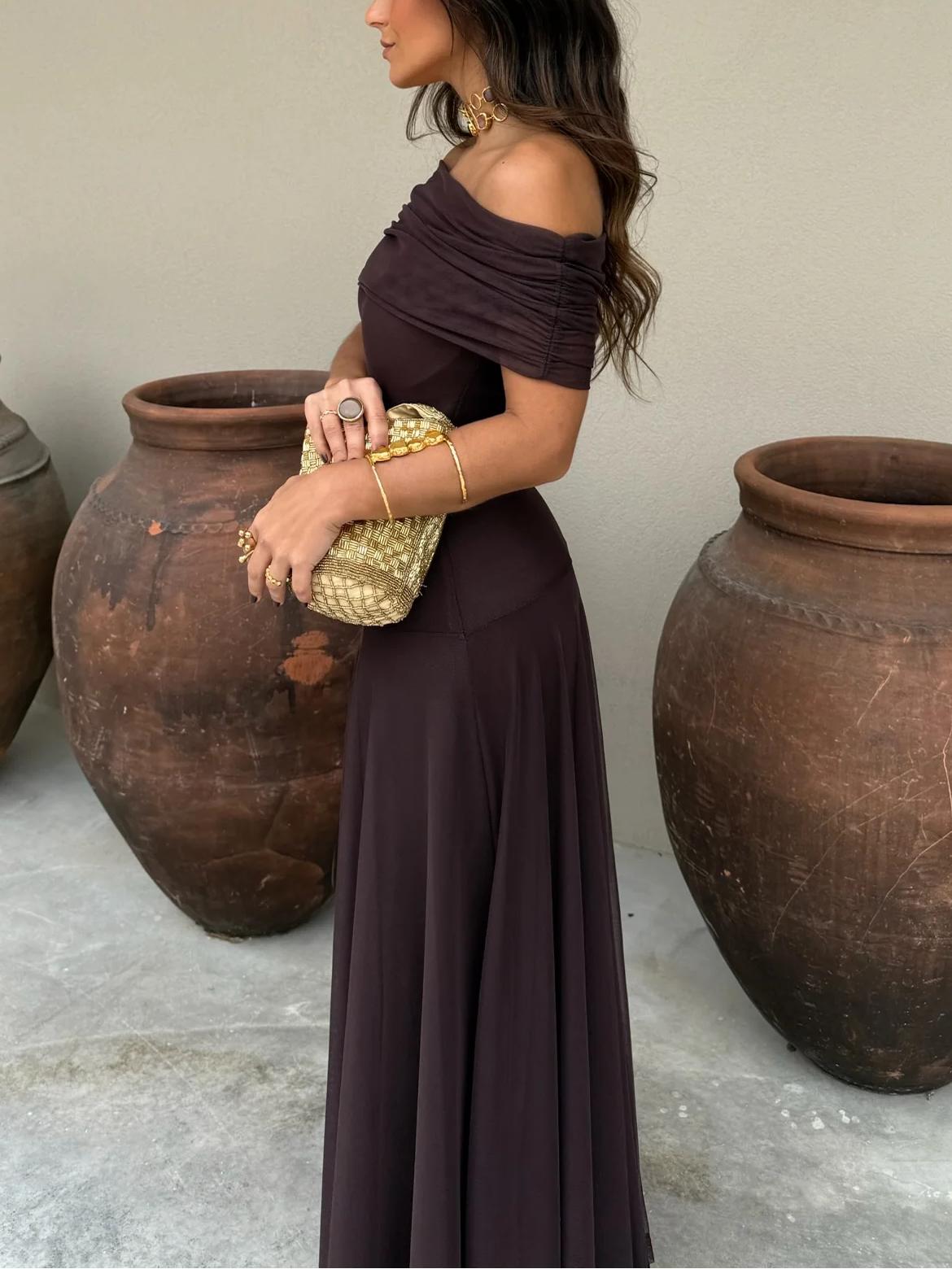 Alma Off-Shoulder Chiffon Maxi Dress